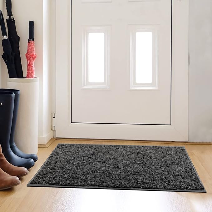 Door Mat Outdoor, 24x36, Welcome Mats for Entryway, Front Doormat for Home Entrance, Indoor Floor Mat, Durable, Non-Slip, Boot Scraper, Catches Muddy and Dirt (Black)