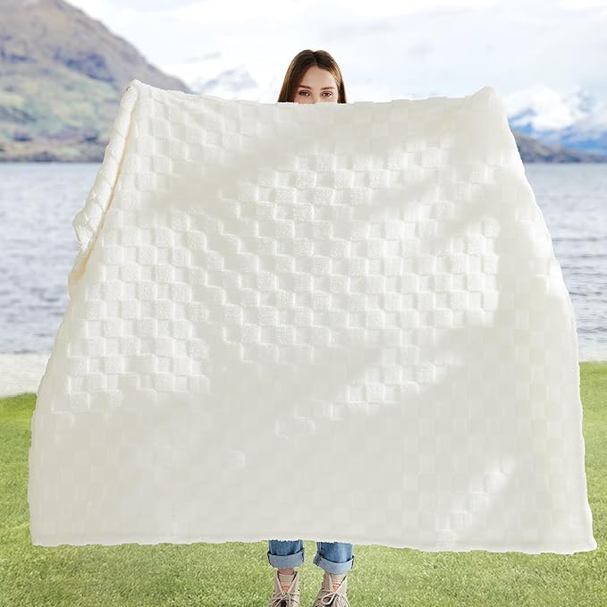 Bedsure GentleSoft White Twin XL Blanket for Bed - Super Soft Cozy Fleece Blankets for Women, Cute Throws for Girls, Dorm Room Essentials for Girls Teens Back to School, 66x90 Inches