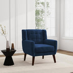 UIXE Accent Chair, Velvet Upholstered Armchair for Living Room, Modern Club Arm Chairs Comfy Single Sofa Button Tufted Bedroom Reading Seat - Royal Blue, Set of 1