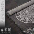 CAMILSON Outdoor Rug 5x7 Modern Area Rugs for Indoor and Outdoor Patios and Porches - Waterproof Washable Non-Shedding Easy-to-Clean Outside Carpet (5 x 7, Medallion - Dark Grey/Light Grey)