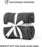 YnM Chunky Throw Blanket, Medium-Weight, Hand Knitted, Skin Friendly, Ventilated and Breathable, Machine Washable, Home Décor Piece for Couch, Sofa and Bed (Charcoal Grey, 40x50 Inch)