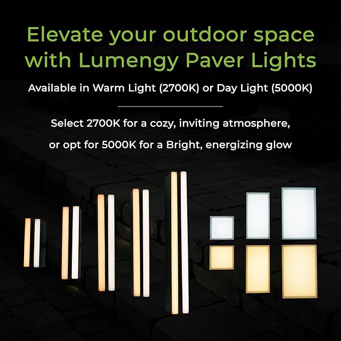 LUMENGY Paver Light 4×8 Inch (3.93 inch X 7.87 inch), Glare-Free 5000K Brick Lighting for Paver Driveways, Pathways, Patios & Garden, 12V Waterproof & Drive-Over Rated