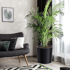 Tall Round Planter Set of 2, 19.5‘’ H x 19.9" Dia Large Planters for Indoor Plants with Built-in Drainage and a Water Level Monitor and Wheels for Patio, Porch, Living Room, or Home Office, Black