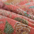 NEWLAKE Cotton Patchwork Bedspread, 3-Piece Bedding Quilt Set with Real Stitched Embroidery, Reversible Matelasse Bed Coverlet Set,Bohemian Floral, Queen Size