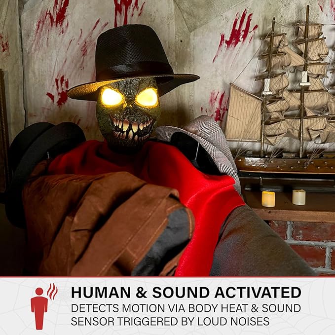 Haunted Hill Farm Life-Size Animatronic Coatrack Monster by Tekky Halloween Decoration with Motion-Activated Sounds