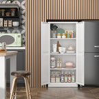 Kitchen Cabinet Storage,60”Metal Pantry Cabinet with Doors and 3 Adjustable Shelves,Food Pantry Cabinets with 2 Gold Handles,White Tall Storage Cabinet for Livingroom,Pantry,Bathroom,Kitchen