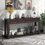 63" Solid Wood Console Table Sofa Table with Storage Drawers and Bottom Shelf,Farmhouse Entryway Table for Hallway Foyer,Sofa Couch Table,Fully Assembled (63" Espresso)