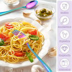 E-far 10-Piece Rainbow Toddler Utensils, Kid Stainless Steel Silverware Set, Children Safe Forks and Spoons Set for Self Feeding, Healthy & Non-Toxic, Mirror Polished & Easy to Clean