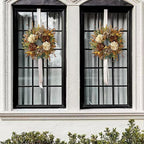 WANNA-CUL 24 Inch Fall Wreaths for Front Door with Hydrangea,Little Pumpkins-Fall Decorations for Home,Fall Door Wreath Decor for Autumn,Harvest, Halloween or Thanksgiving