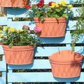 Sungmor Wall Hanging Planters,11.5 Inch Hanging Flower Pots for Railing Fence - Indoor Outdoor Balcony Wall Hanging Basket, Plastic Plant Pot Container - Half Round & 3PC Pack & Brick Red