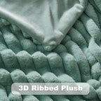 NEWCOSPLAY Faux Fur Twin Blanket New Sage Green 3D Ribbed Plush Thick Warm Blanket for Couch Sofa Bed 850GSM (New Sage Green Ribbed, Twin(60"x80"))