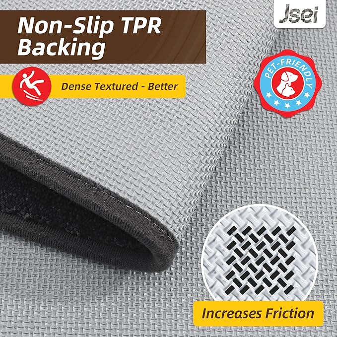 JSEI Entryway Rugs Doormat 24"x36", Non-Slip Dirt Trapper Door Mats Indoor, Washable Absorbent and Stain Resist Welcome Floor Mat for Front Door, Dog Door Mat, Muddy Wet Shoes & Paws, Dark Grey