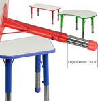 Flash Furniture Wren Adjustable Classroom Activity Table for School and Home, Plastic Activity Table for Kids, 23.625" W x 47.25" L, Gray/Blue