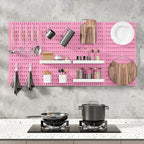 Pegboard Combination Kit, 25.2" x 50.4" Wall Mounted Storage Set with 8 Pegboards & 40 Accessories Hanging, Peg Boards Organizer