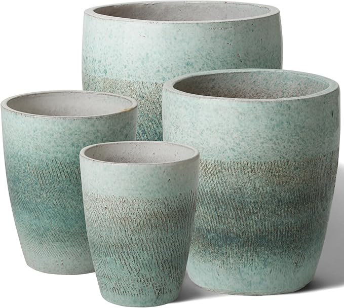 Emissary Bullet 18 in. Coastal Splash Ceramic Round Planter (18 in. L x 18 in. W x 21 in. H) with Drainage Hole