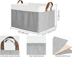 StorageWorks Storage Bins, Fabric Storage Bins for Shelves, Extra Large Storage Baskets with Metal Frame, Closet Baskets and Bins with Handles, Jumbo, Gray and White, 2-Pack