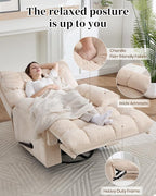 Oversized Recliner Chair Manual Swivel Rocker Recliner for Living Room Chenille Overstuffed Nursery Reclining Sofa Chair Rocking Recliners for Adults 400lbs (Manual, Beige)