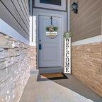 Surfapans Welcome Sign for Front porch Standing 45"X9"Large Wood Frame Outdoor Tall Welcome Signs Vertical Decor for Farmhouse Rustic Home Modern Outside Front Door Wall Decorations (Wood White)