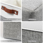 13x13 Cube Storage Bins, Collapsible Fabric Storage Box, 4 Pack Closet Baskets with Handles for Organizing, Shelf, Toys, Clothes, Home, Office, Nursery (Grey&White)