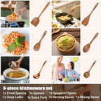 Wooden Spoons - Wooden Spoons for Cooking,Natural Wooden Kitchen Utensils Set Non Toxic,6-Piece Wooden Cooking Utensils(A06)