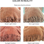 lifein Throw Blanket for Couch, Soft Boho Bed Throw,Cozy Burnt Orange Chenille Knitted Small Spring Lightweight Throw for Spring(Rust,50 * 60")