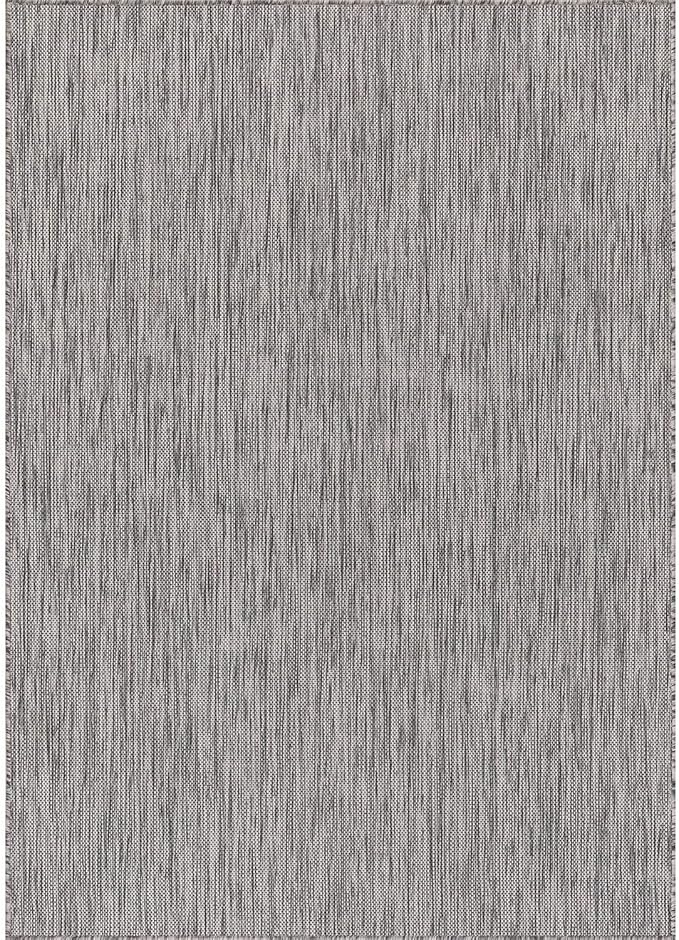 Washable Indoor Outdoor Rug 8x10 Weather Resistant Area Rugs Modern Solid for Porch Deck Balcony Backyard Patio Outside Carpet (8 X 10 Silver Grey)