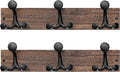SKOLOO 17-Inch Wood Burnt Coat Rack Wall Mount with 3 Triple Hooks - Ideal for Family Entrances, Classrooms, and Pet Supplies Storage - Perfect Coat Hooks for Wall, Pack of 2