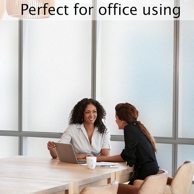 HIDBEA Frosted Window Privacy Film Heat Control UV Blocking, Static Cling Non-Adhesive Reusable Door coverings for Bathroom Home Office (Frosted 41.3 Inch x 6.5 Feet)