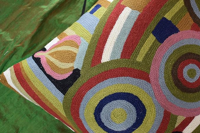 Hundertwasser Modern Pillow Cover Beloved Gardens Accent Outdoor Pillows Art Deco Couch Cushion Farmhouse Chair Cushions Hand Embroidered Wool Size 18x18