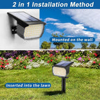 Solar Spot Lights Outdoor Waterproof IP65, 2 Pack Landscape Spotlights with 46 LEDs, 3 Modes Auto On/Off Solar Powered Flood Lights for Outside Pathway, Yard, Garden, Walkway (Warm White)