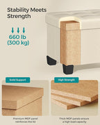 SONGMICS Storage Ottoman, Small Ottoman Foot Rest with Legs, 12.6 x 15.8 x 13.2 Inches Foot Stool, Load up to 660 lb, for Living Room, Bedroom, Dorm, Cream White ULSF012W01