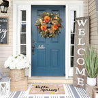 WANNA-CUL 24 Inch Spring Fall Wreaths for Front Door,Fall Wreath with Orange Hydrangea&Peony and Dahlia Flowers-Fall Decoration for Home-Large Fall Decor Door Wreath for Autumn,Harvest