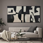 SIGNWIN 24"x46" Extra Large Framed Wall Art Black and White Abstract Geometric Design, Minimalist Modern Print for Home Living Room Bedroom Decor (Frame Assembly Required)