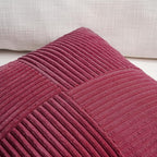 Fancy Homi 2 Packs Burgundy Big Decorative Throw Pillow Covers 24x24 Inch for Living Room Couch Bed Sofa, Rustic Farmhouse Boho Home Decor, Soft Corss Corduroy Patchwork Accent Cushion Case 60x60 cm