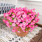 Artificial Flowers for Outdoors Fake Plants Outside Decoration, 12 Bundles Silk Pink Morning Glory with Eucalyptus UV Resistant Look Real Faux Flowers for Planter Front Door Yard Gardens Home
