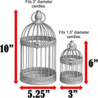 VELA LANTERNS Birdcage Decor Candle Holder Lantern Decorative Wedding Table Centerpiece Decorations, 10" and 6" Tall, Gold, Set of 2