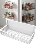 Magnetic Basket Magnetic Fridge Organizer Magnetic Pencil Holder Whiteboard Accessories Home Kitchen Organization (White-Low)