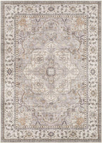 Washable Area Rugs for Living Room - 9x12 Neutral Vintage Distressed Floral Farmhouse Boho Large Soft Floor Rug Indoor Non Slip Carpet for Bedroom Dining Room Office - Grey Brown