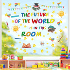 Colorful Inspirational Quote Wall Decals,The Future of The World is in This Room Stickers,Positive Classroom Wall Decals,Motivational Window Sticker for Classroom School Room Playroom Nursery