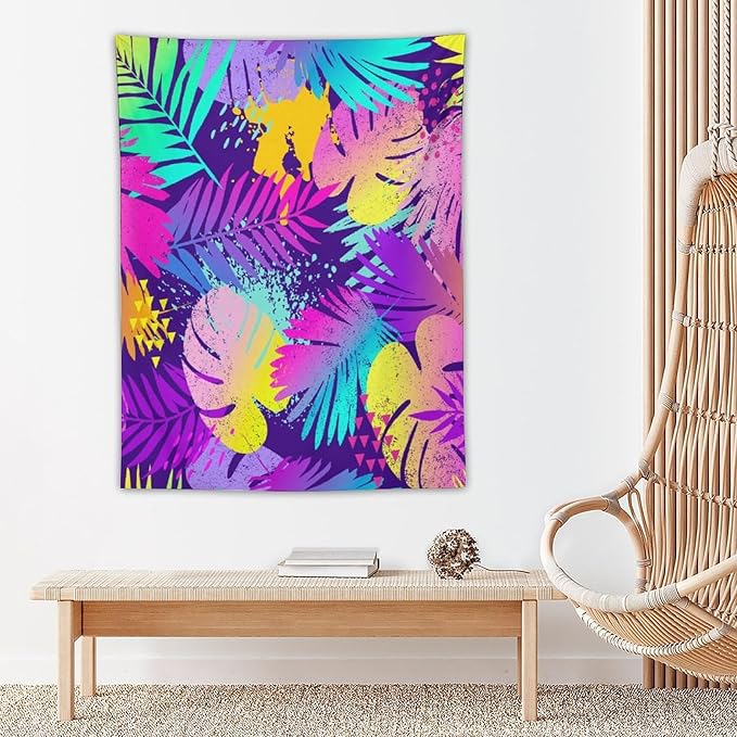 ICMOLYYENLO Palm Leaf Tapestry Wall Hanging, Tropical Leaves Plant Jungle Green Hawaiian Art Home Decor for Guest Bedroom Living Room Dormitory 30" x40