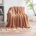 MIULEE Fall Burnt Orange Super Soft Throw Blanket for Couch, Cozy Fluffy Warm Throws Knit Blankets for Sofa, Bed, Chair, Living Room, Camping, Picnic, 50 x 60 inch