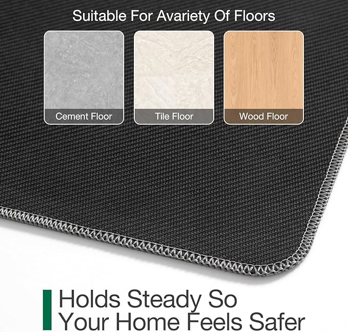 LUMI Ultra Thin Door Mat for Entryway,32"x48" Low Profile Non Slip Rubber Backing Indoor Doormat, Easy Clean Welcome Entrance Mat for Inside House, Patio,Dark Grey