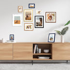 11x14 Picture Frame Set of 4, 11 x 14 Wood Photo Frames with Mat for 8x10, Natural Wooden Frame with Real Glass Cover for Wall and Tabletop Display,Brown