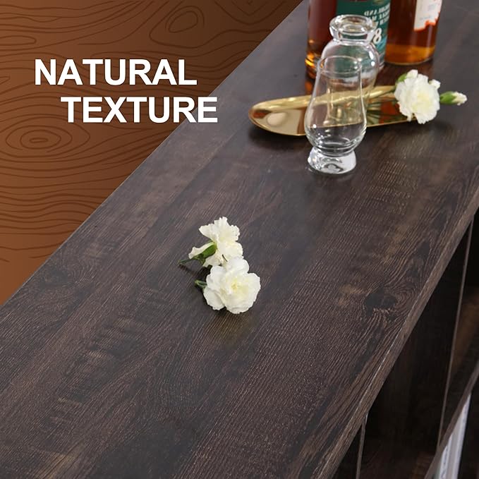 8 Cube Storage Organizer Bookshelf, Industrial Horizontal Bookcase, Accent Cubby Shelf, Media Console Table for Living Room, Home Office, 63 Inches, Dark Grey Oak