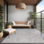 Medallion Outdoor Rug 5x7 Washable Outside Carpet for Indoor Patio Porch Waterproof Easy Cleaning Non Shedding Area Rugs Gray 5 x 7