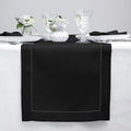 Solino Home Linen Black Table Runner 60 Inches - Classic Hemstitch, 100% Pure Linen Coffee Table Runner 14 x 60 Inch Ideal for Dresser Tables - Fall, Autumn, Halloween, Thanksgiving