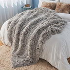 GONAAP Fuzzy Faux Fur Throw Blanket Frosty Grey Super Soft Cozy Plush Fuzzy Shaggy Blanket for Couch Sofa Bed (Frosty Grey, Throw(50"x60"))