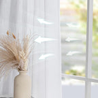 MYSKY HOME Floor to Ceiling Curtains 108 Inches White Sheer Window Drapes 1 Panel for Sliding Glass Door Back Tab Draperies Linen Look Boho Fabric, Soft Cotton Blend Light Filtering for Living Room