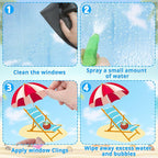9 Sheets Summer Window Clings, Double Sided Summer Window Clings for Glass Windows, Hello Beach Decals, Sun Watermelon Pattern Stickers for Home Office Accessories Decorations