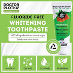MOUTHWATCHERS Whitening Fluoride Free Naturally Sourced Toothpaste, 4 Tubes, 3 oz Each, for Sensitive Teeth and Gums, Fresh Organic Mint and Propolis, by Dr. Plotka's
